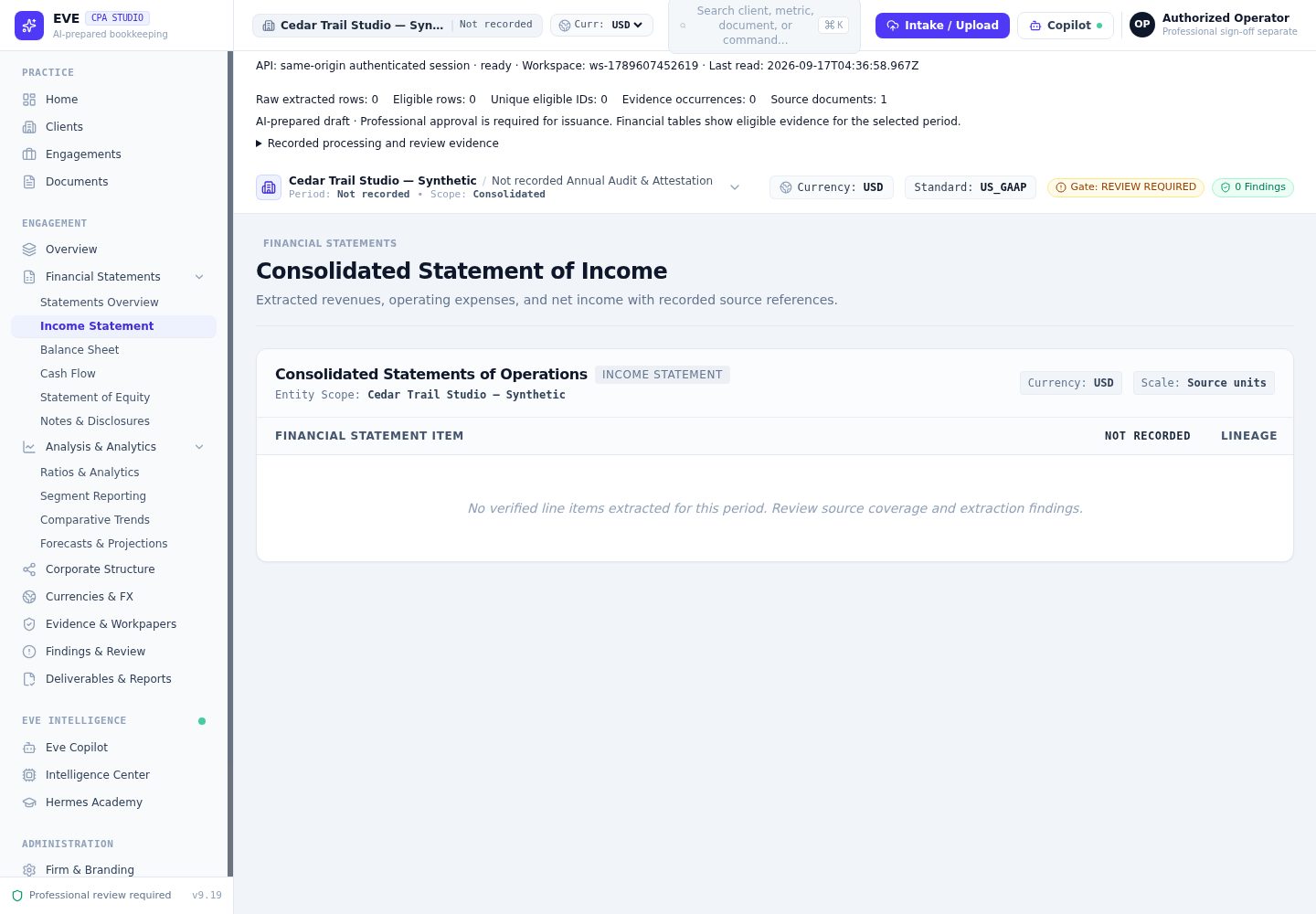 Financial statement and source-to-number work