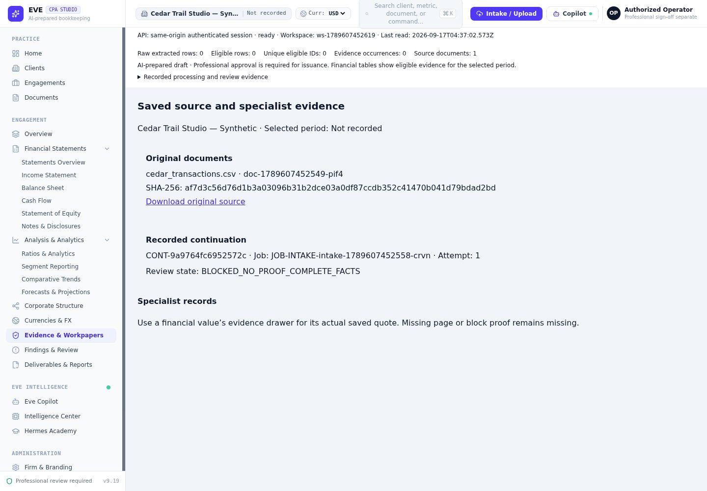 Saved source and specialist evidence