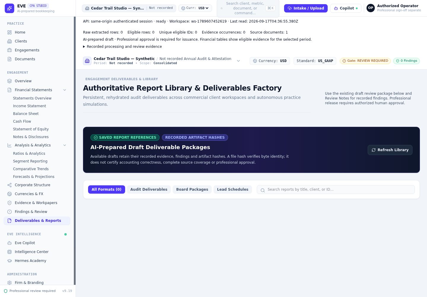 Reports and deliverables library